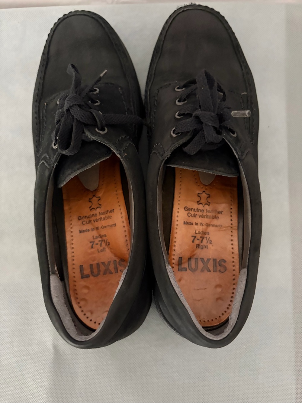 Luxis Women’s Size 7.5 Black Leather Lace Up Oxfords Germany (B209)